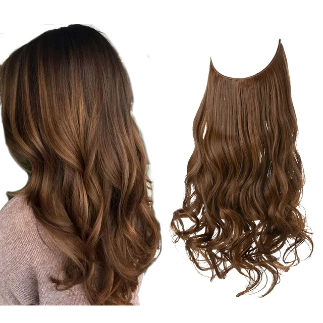 One-piece women's hair extension piece with abundant hair volume U-shaped fishing line invisible and natural long curly hair - Korvel