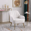 Modern soft white Teddy fabric ivory chair with ergonomic features featuring gold legs and adjustable legs - Korvel