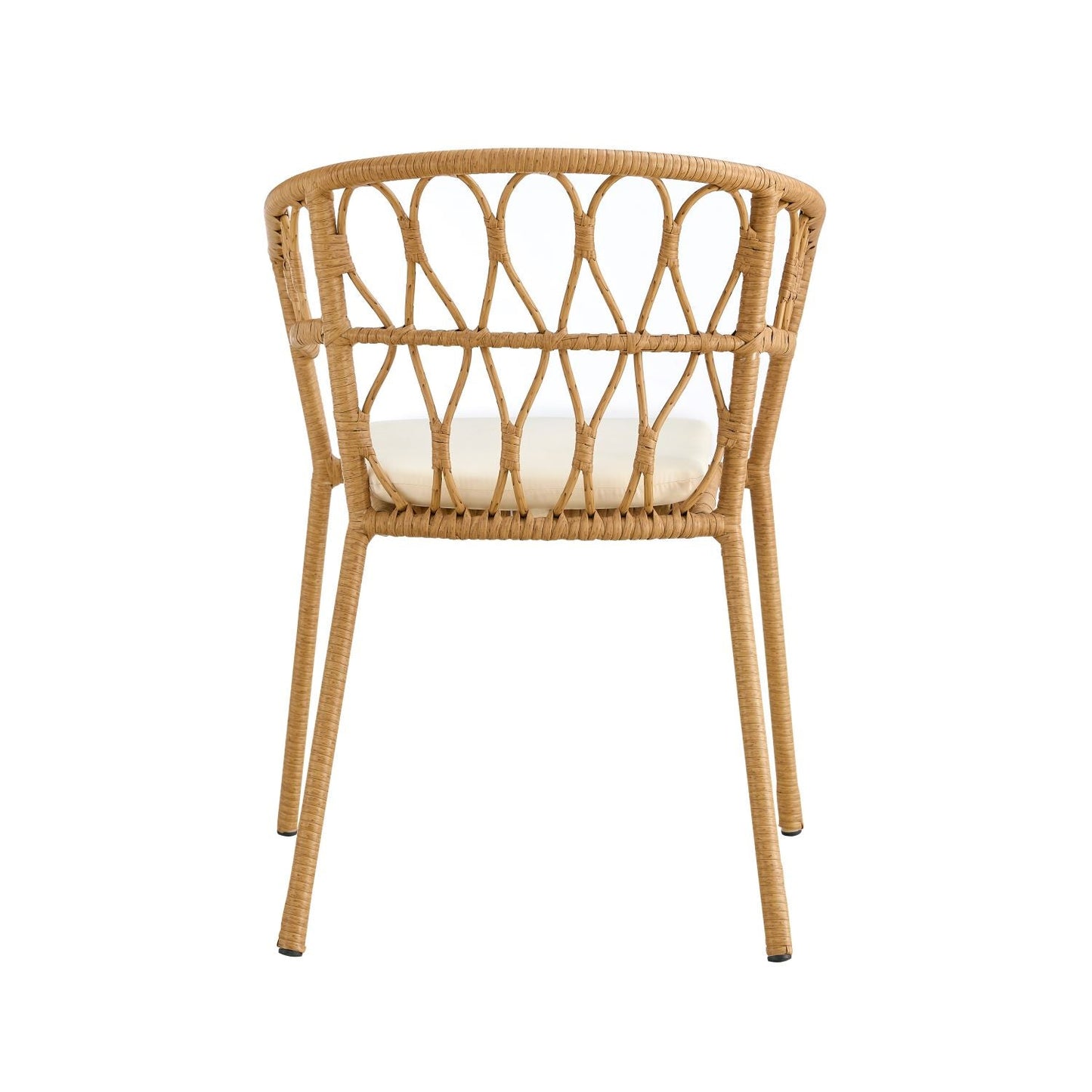 Outdoor dining set of 5 simple bamboo dinning table  PE ratten round table 110CM plastic wood top - Korvel