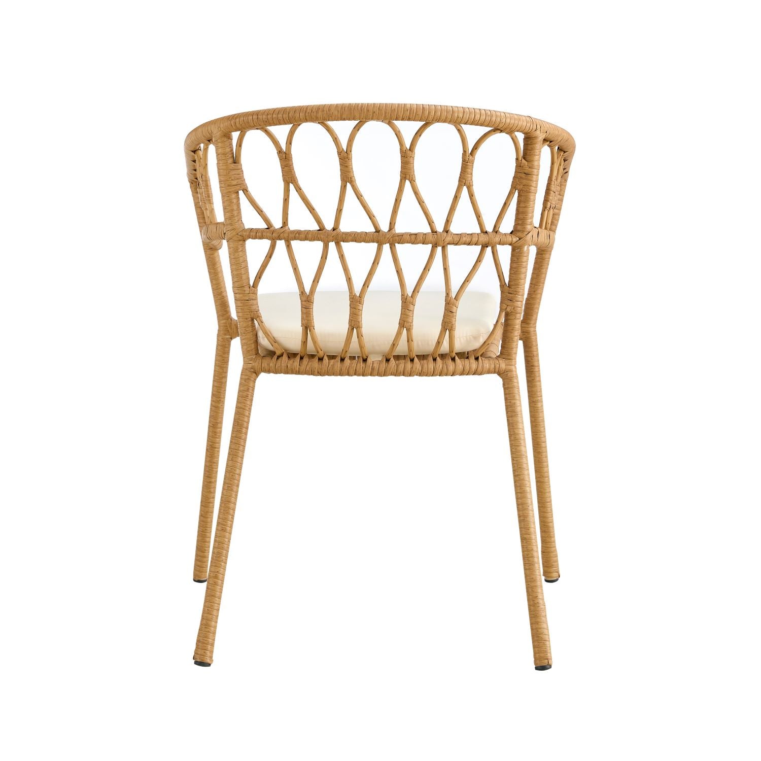 Outdoor dining set of 5 simple bamboo dinning table  PE ratten round table 110CM plastic wood top - Korvel
