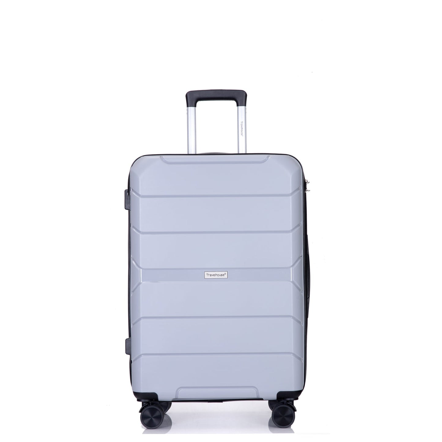 Hardshell Suitcase Spinner Wheels PP Luggage Sets Lightweight Suitcase with TSA Lock,3-Piece Set (20/24/28) ,Silver - Korvel