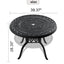 Ø39.37-inch Cast Aluminum Patio Dining Table With Black Frame and Umbrella Hole - Korvel