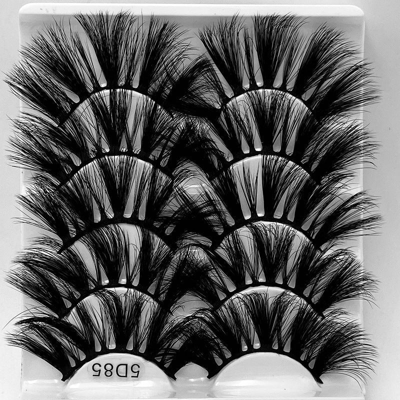 5D 25mm 5 Pairs Mink Eyelashes Multi-Layer Lengthening Thick Thickened False Eyelashes - Korvel