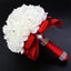 White Ivory Bridal Bridesmaid Flower Wedding Bouquet Artificial Flower Rose Bouquet Crystal Bridal Bouquets - Korvel