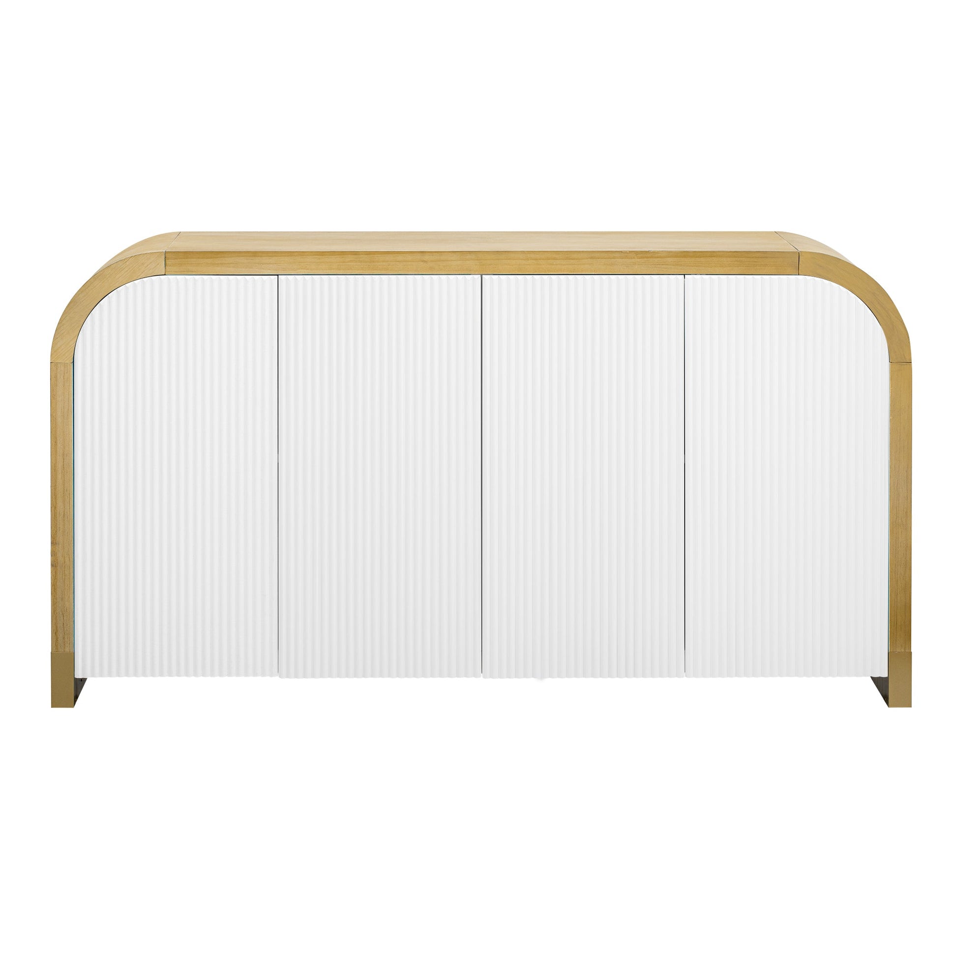 U-STYLE four door curved corner design wavy door panel cabinet with adjustable shelves - Korvel