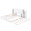 Full Size Storage Platform Bed with Pull Out Shelves and Twin Size Trundle, White - Korvel
