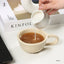 A 300ml ceramic retro couple checkerboard grid small capacity milk white wind mug coffee cups - Korvel