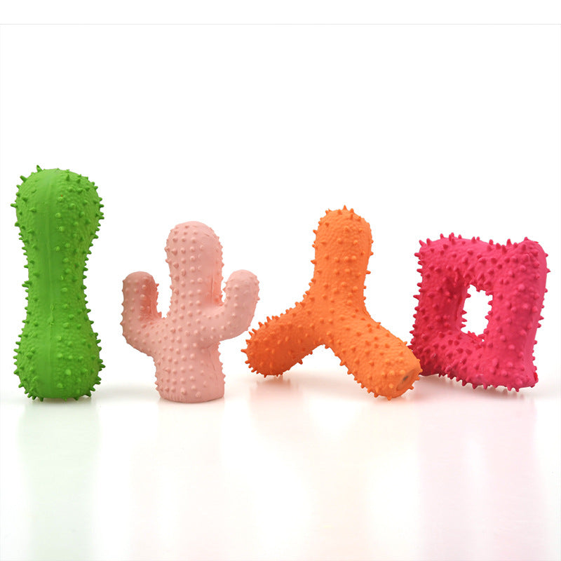 New Pet Latex Toy with Spiked Bone and Four-Corner Square Latex Sound Toy Durable Teeth-Cleaning Dog Toy - Korvel