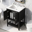Meuble de salle de bain moderne noir de 24" avec évier en céramique élégant