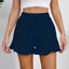 Women's cotton and linen shorts with ruffled edges and drawstring casual pants for women - Korvel
