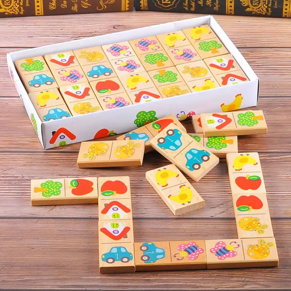 Garden Domino Puzzle Dragon Plate Beech Wood Building Blocks Children's Puzzle Early Education Toys for Boys and Girls - Korvel