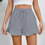 Women's cotton and linen shorts with ruffled edges and drawstring casual pants for women - Korvel