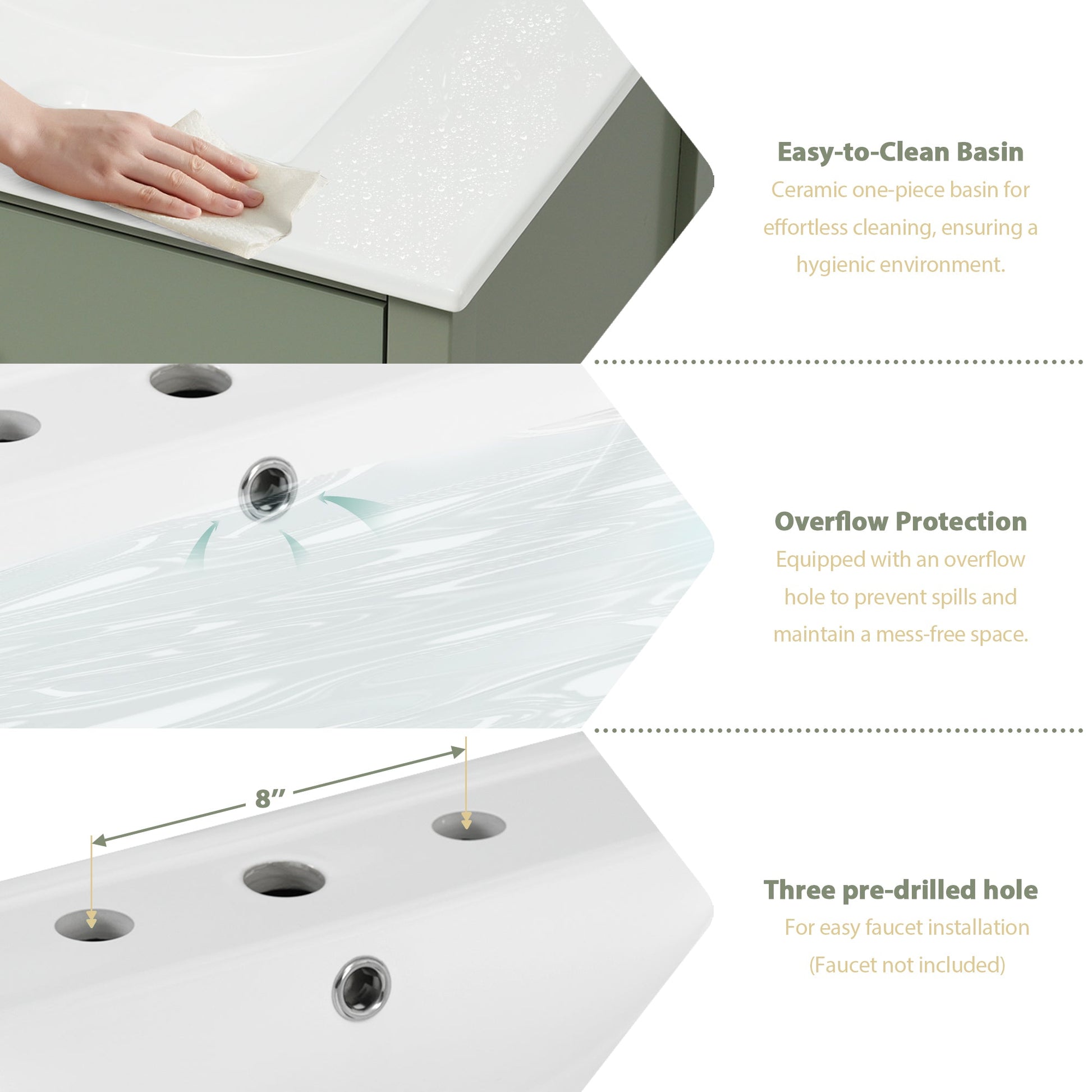 30-Inch Bathroom Vanity with Ceramic Sink Combination, Ample Storage - Features 1 Pullout and Multifunctional Shelf Dividers - Korvel