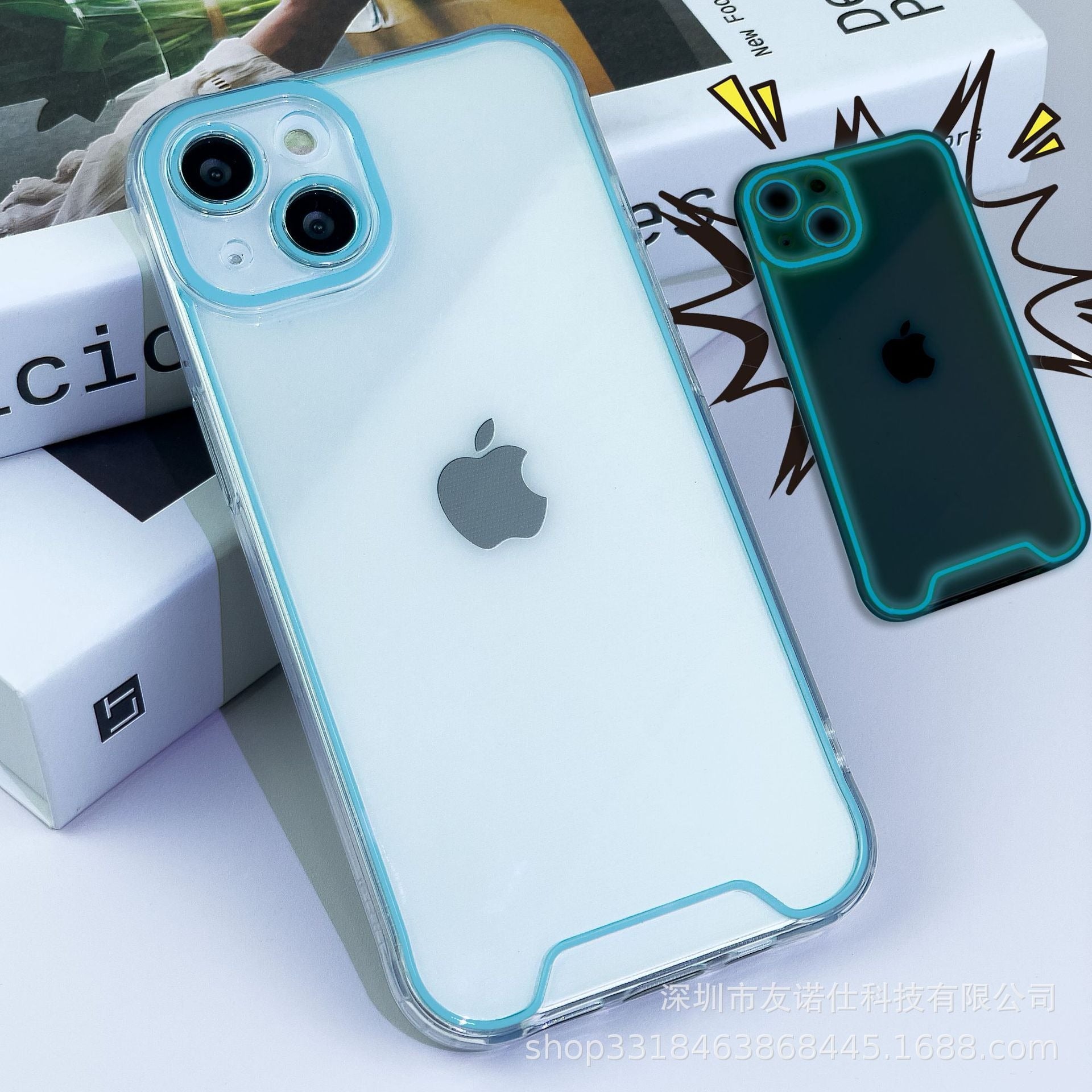 Suitable for iPhone 15 Promax luminous phone case Apple 13/12 transparent material silicone protective case - Korvel