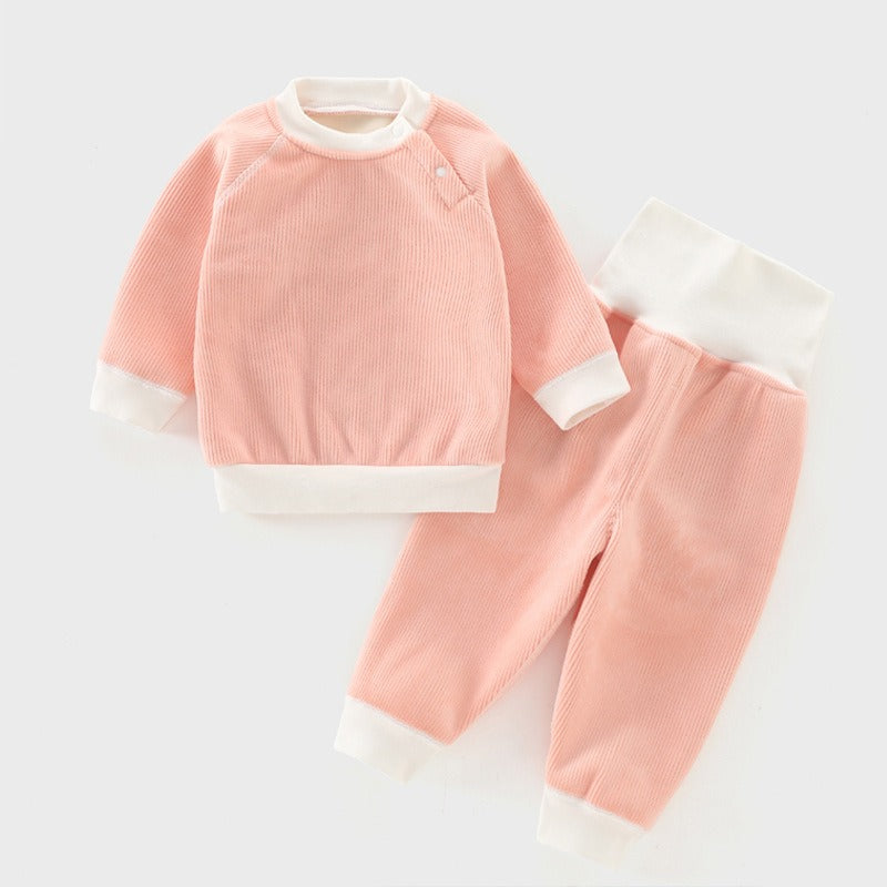 Children's Autumn And Winter Warm Suit Baby Spring And Autumn Plus Fleece Outer Wear Tops Pants Men And Women Baby Two Sets - Korvel