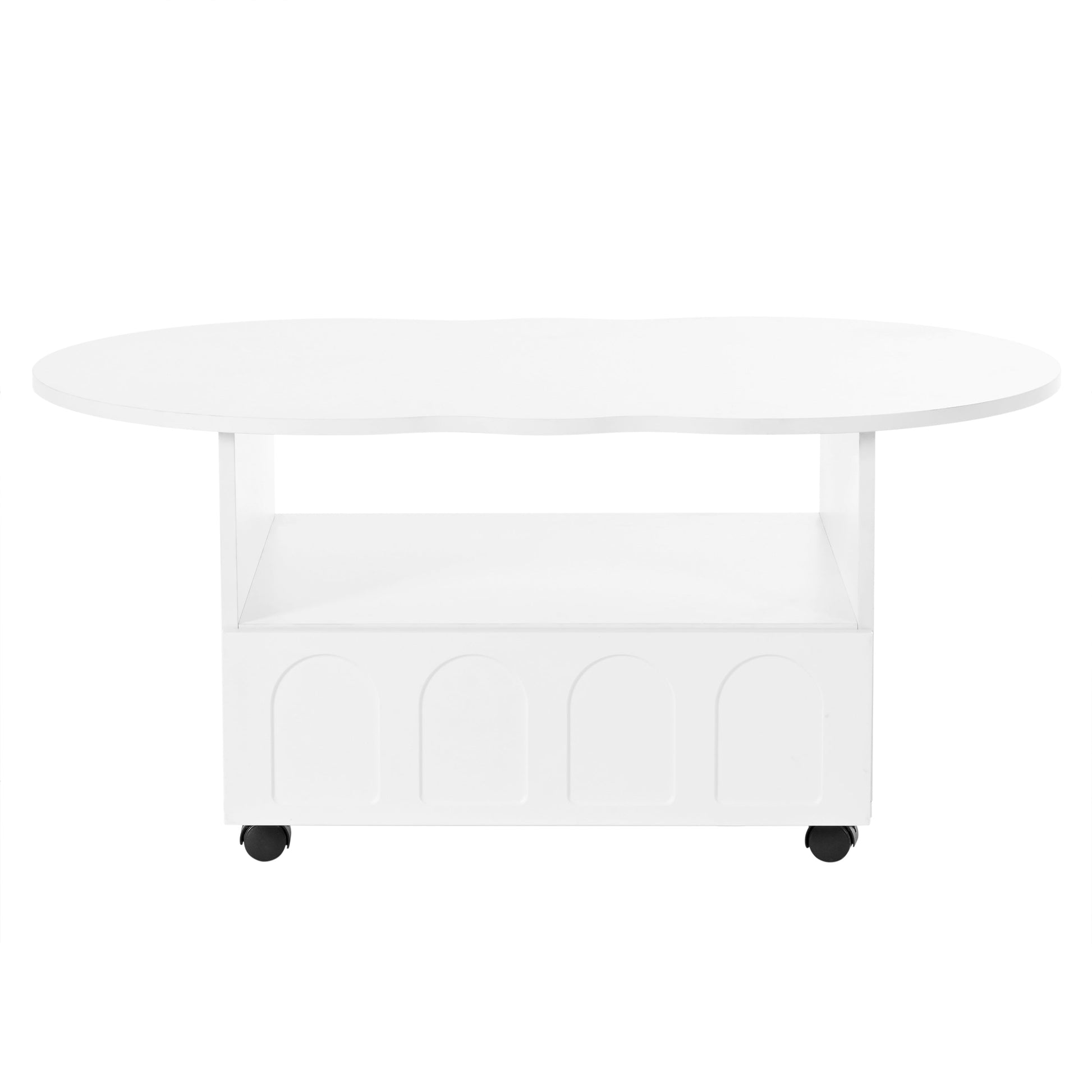 ON-TRANS flexible cream style coffee table with 2 brake wheels, drawers, large storage space, white, 39.37 '' x 23.6 '' - Korvel