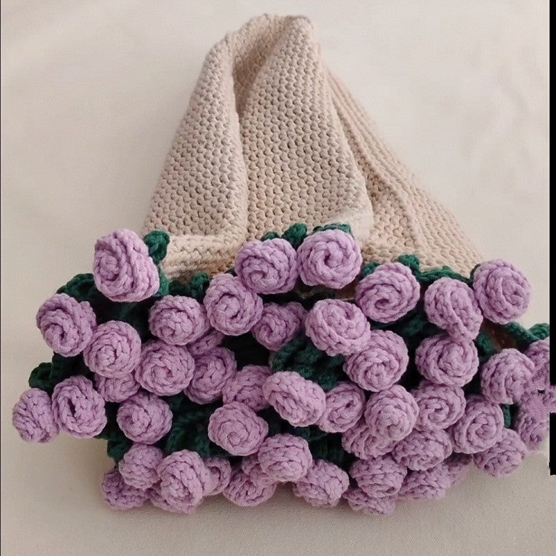60cm New Creative Rose Bouquet Blanket (Finished), Crocheted Flower Bouquet Gift for Girlfriend - Korvel