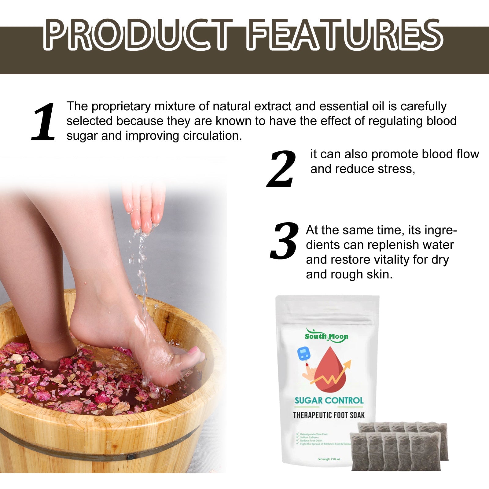 Sugar Control Therapeutic Foot Soak, Cleansing And Moisturizing Foot Skin Relieve Physical Discomfort Foot Bath Bag - Korvel