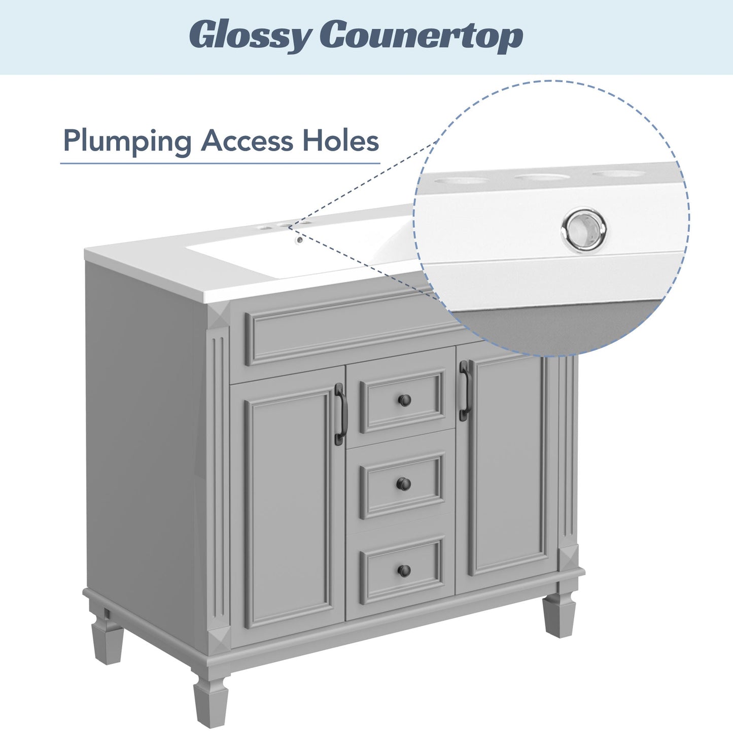 36'' Modern Bathroom Vanity with Soft Closing Doors