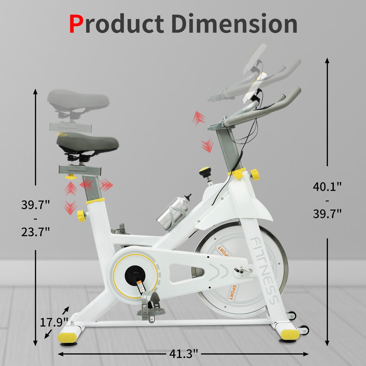 Vélo d'exercice intérieur premium avec coussin confortable - Jaune et blanc