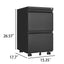 Metal 2 drawer mobile file cabinet with lock, 25.6-inch high legal/letter size file storage cabinet  black - Korvel