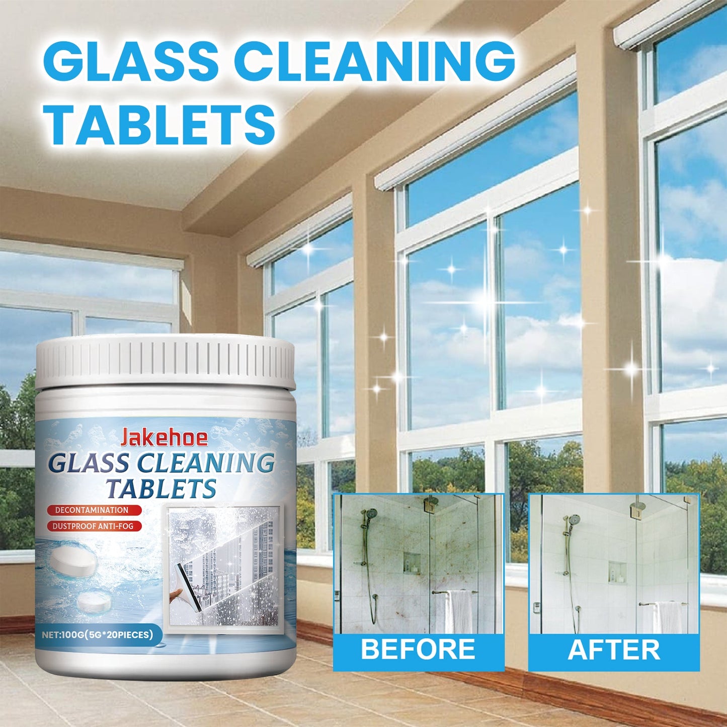 Glass Cleaning Tablets, Car Home Bathroom Polishing Mirror To Remove Scale Clear Sight Anti-Fog - Korvel