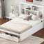 Full Size Platform Bed with Storage Headboard and 2 Drawers, White - Korvel