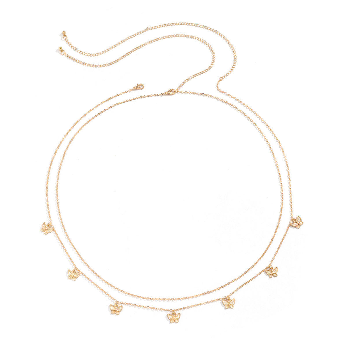 Tassel Butterfly Pendant Double layer Waist Chain for Women's Sexy Street Photography Single circle Metal Body Chain - Korvel