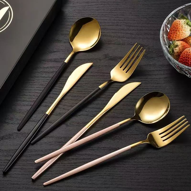 Premium Stainless Steel Cutlery Set with Gold Spray Finish