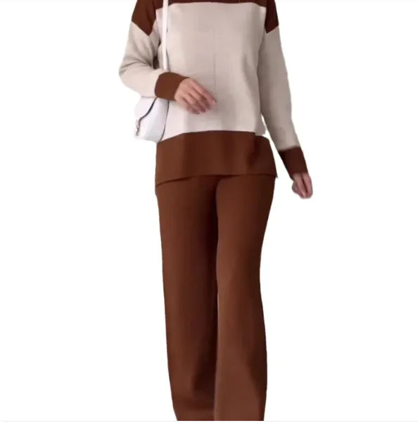 Costume Pantalon Large à Assortiment de Couleurs Chic pour Femmes
