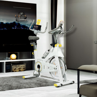 Premium Indoor Exercise Bike with Comfortable Cushion - Yellow & White