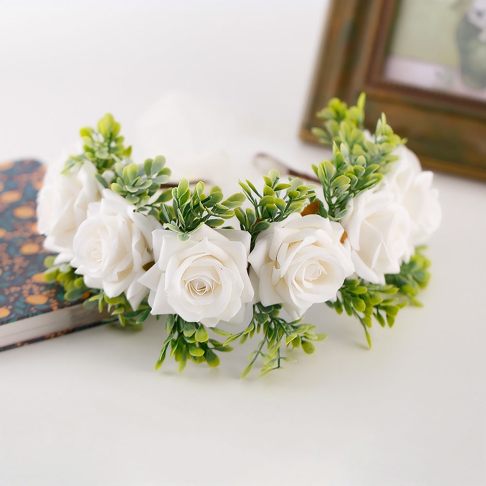 Handmade Velvet Flower Wreath - Adjustable Hair Accessory