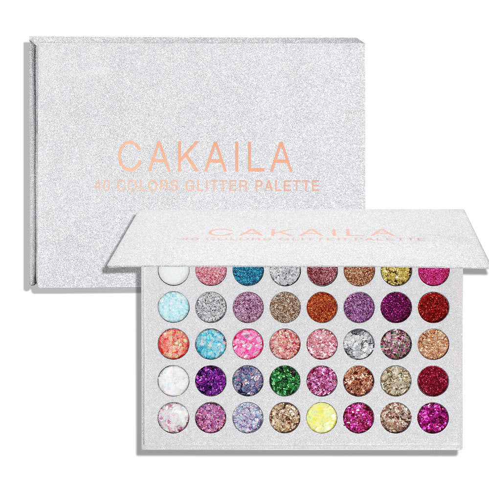 Palette de fards à paupières CAKAILA 40 couleurs - Paillettes dorées et teintes crémeuses