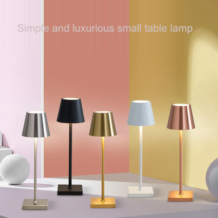 Nordic charging iron art high footed cup table lamp, bedroom bedside touch creative small night light, modern and simple living room night light - Korvel