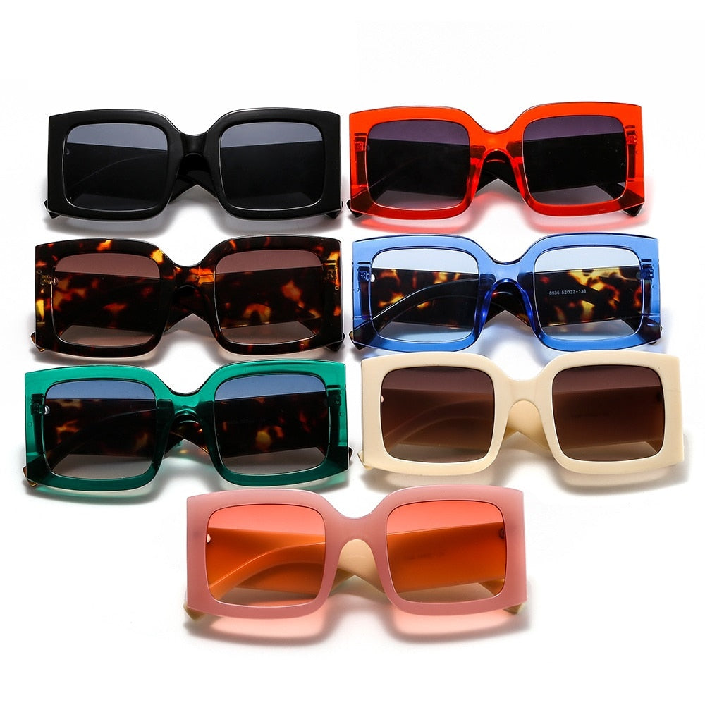 Fashion Big Frame Dazzling Color Men And Women All-Match Personality Sunglasses Ins Style Square Sunglasses - Korvel