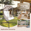 Swing Egg Chair with Stand Indoor Outdoor Wicker Rattan Frame 350lbs Capacity Hammock Chair for Patio Bedroom with Sunshade Clot - Korvel