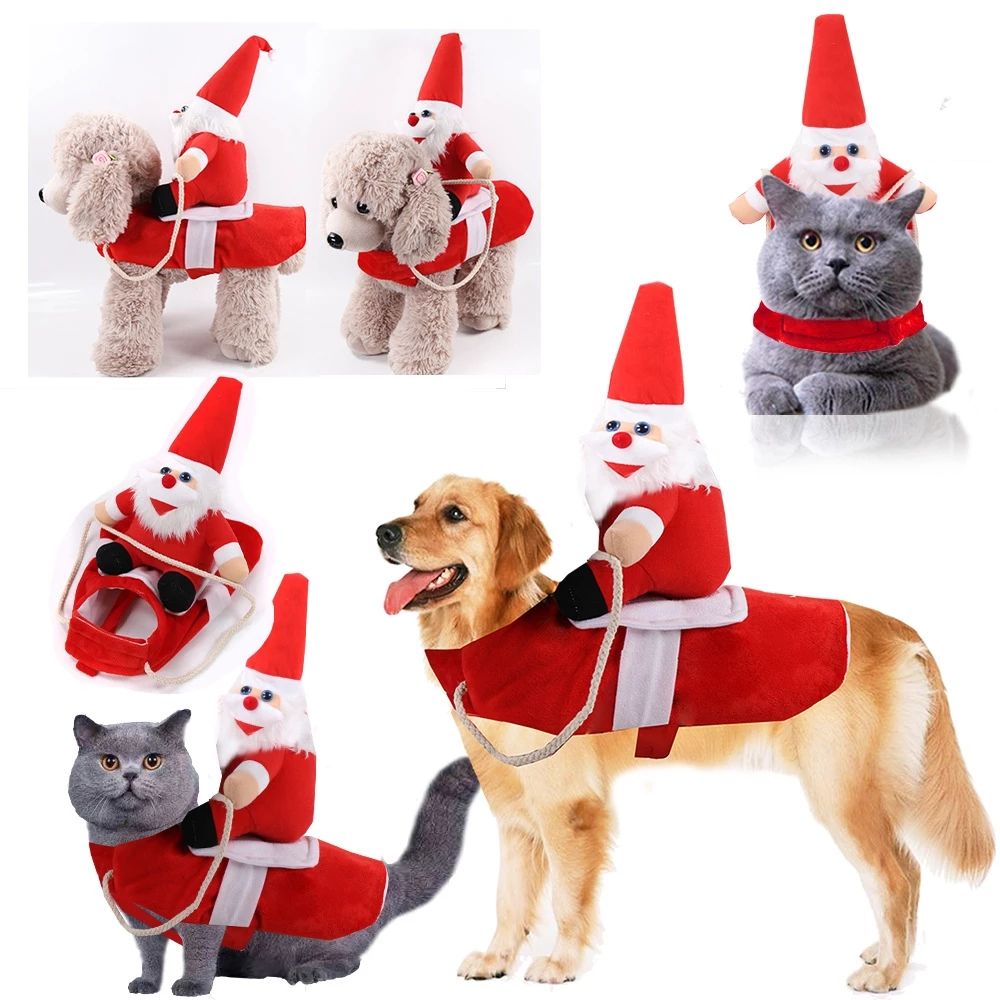 Fashion Designer Large And Medium Santa Dog Christmas Costumes Riding Clothes Transformed Into Santa Claus Clothes - Korvel