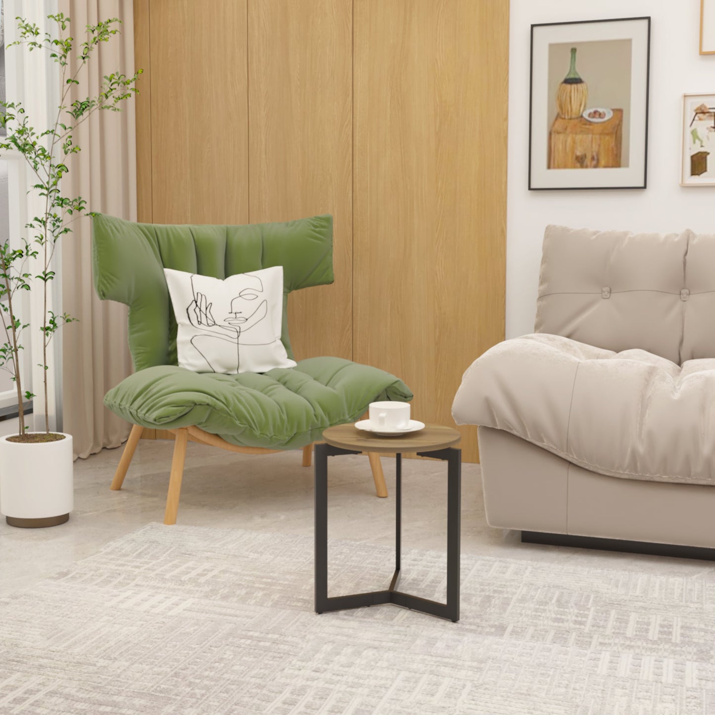 19.68''H Round Accent End Table with Sturdy Metal Frame