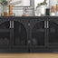 TREXM Large Storage Space Sideboard with Artificial Rattan Door and Metal Handles for Living Room and Entryway (Black) - Korvel