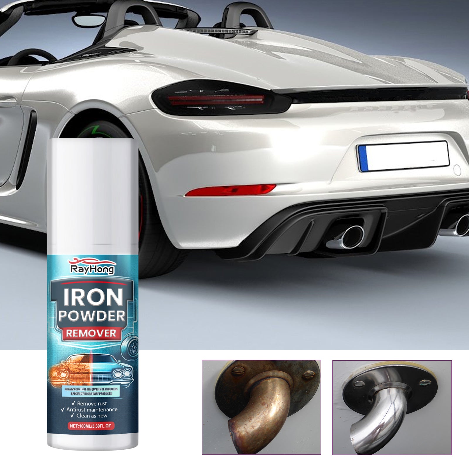 Iron Powder Remover, Strong Cleaning Reconditioning Rust Remover Spray For Car Metal Parts - Korvel
