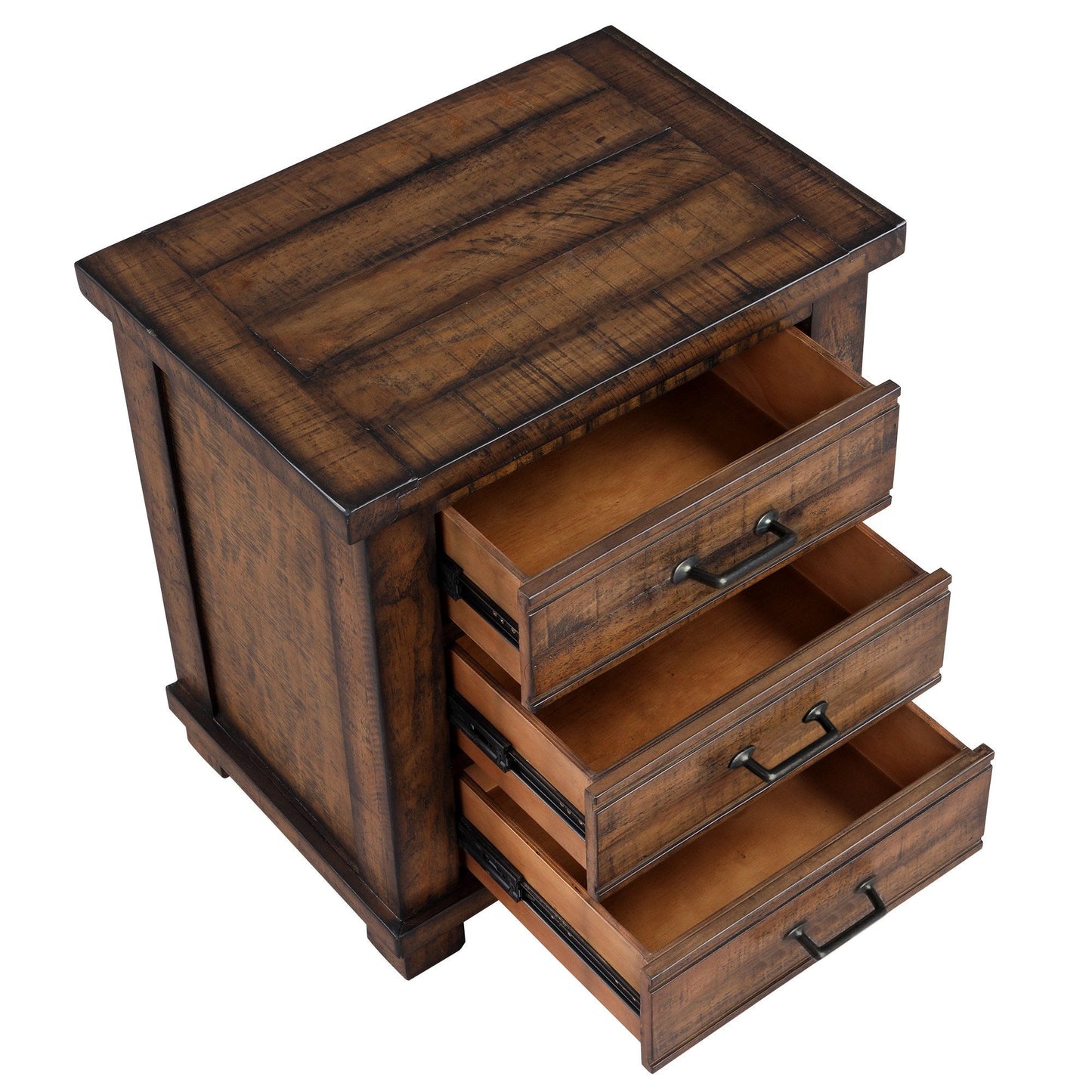 Rustic Three Drawer Reclaimed Solid Wood Framhouse Nightstand - Korvel
