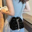 Sequin Chain Drawstring Bucket Bag - Korvel