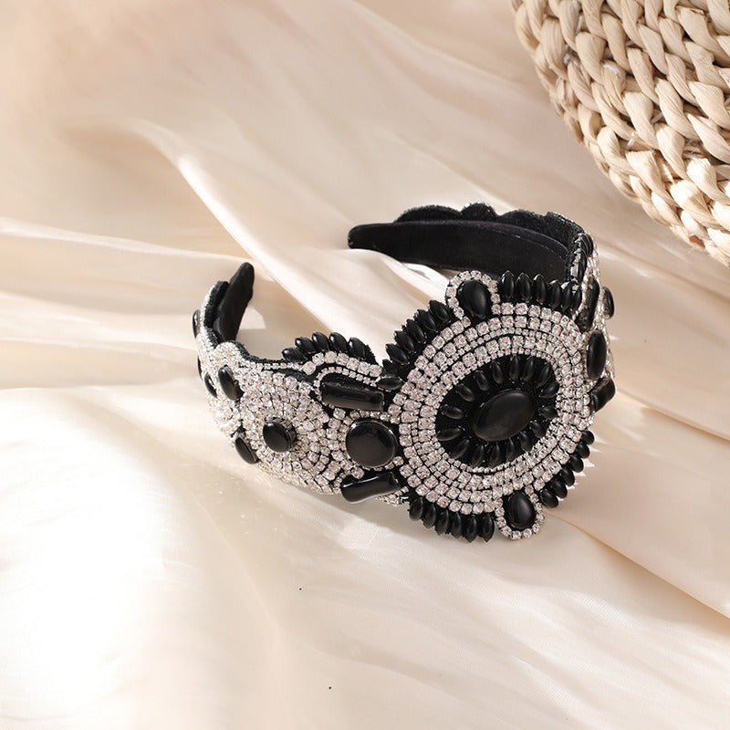 Full Sky Star Glass Diamond Wide Edge Vintage Hair Hoop - Korvel