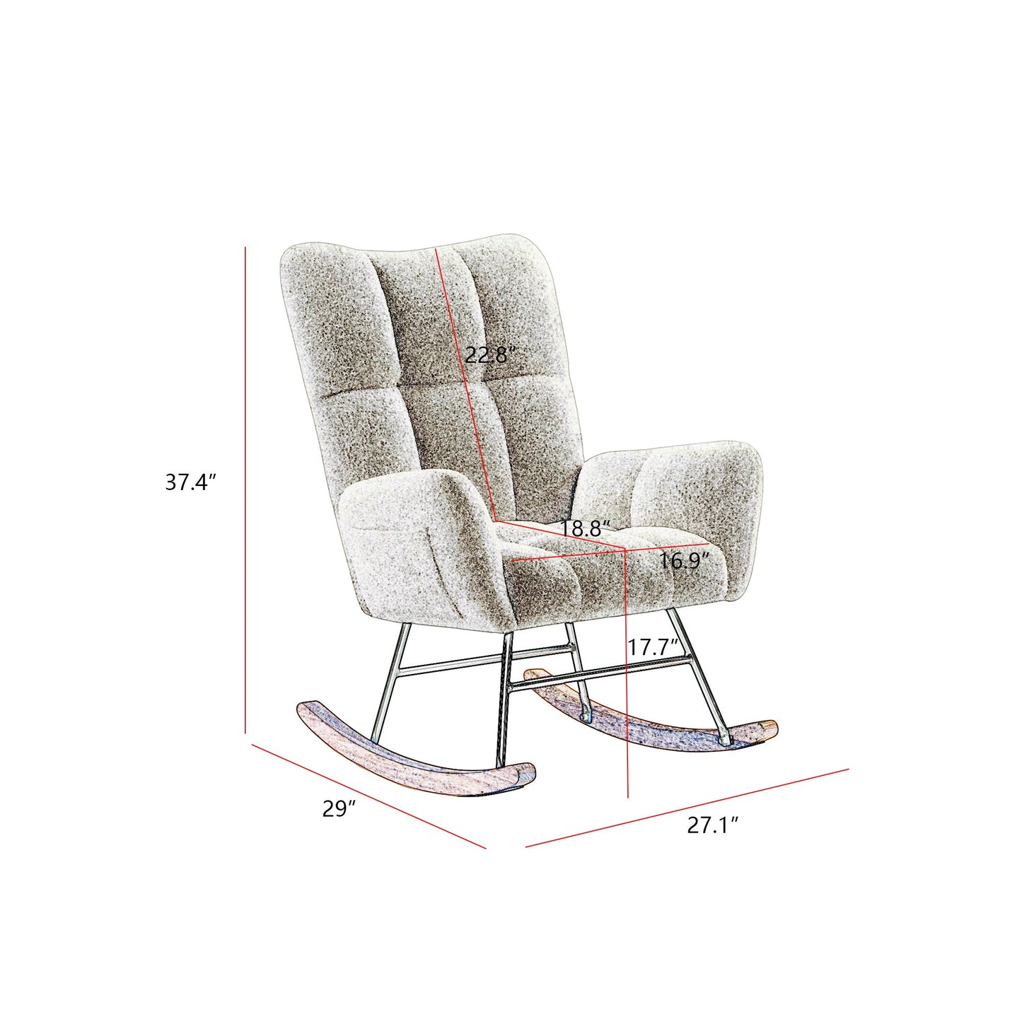 Chaise Berçante en Tissu Teddy Blanc Cassé