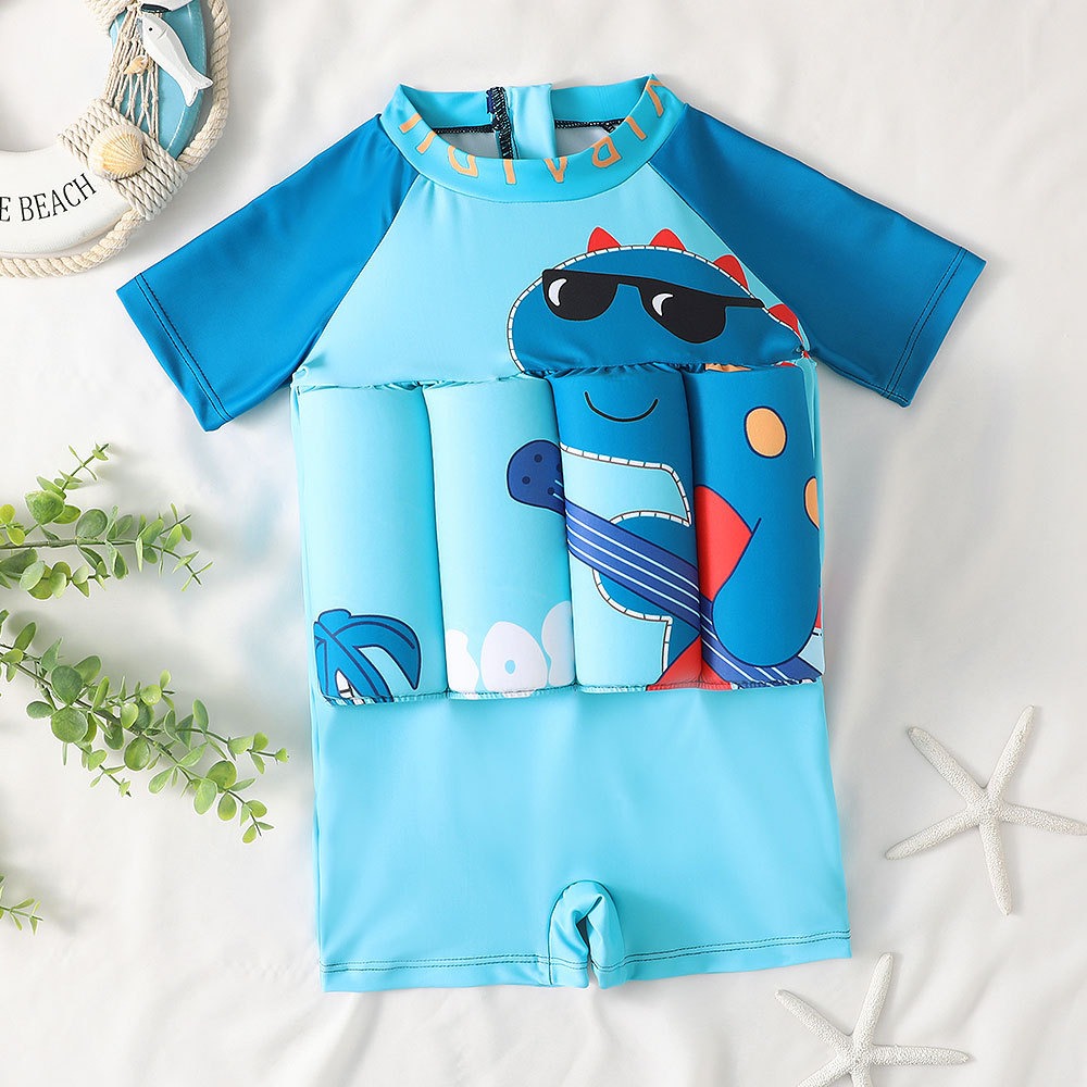 Traje de baño de una pieza con flotación de manga corta para niños
