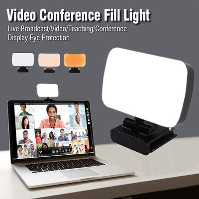 Mini Video Light Conference Live Streaming Kit Webcam Vlog Photography Fill Lamp Selfie Adjustable Portable LED Luz Microphone - Korvel