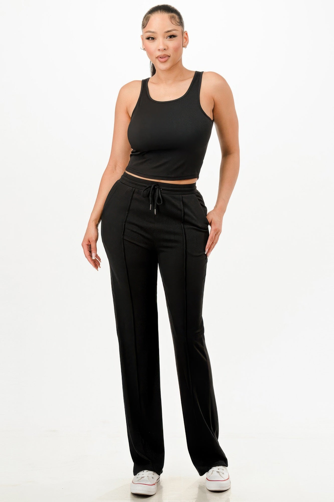 Conjunto de Top de Tirantes Acanalado y Pantalones