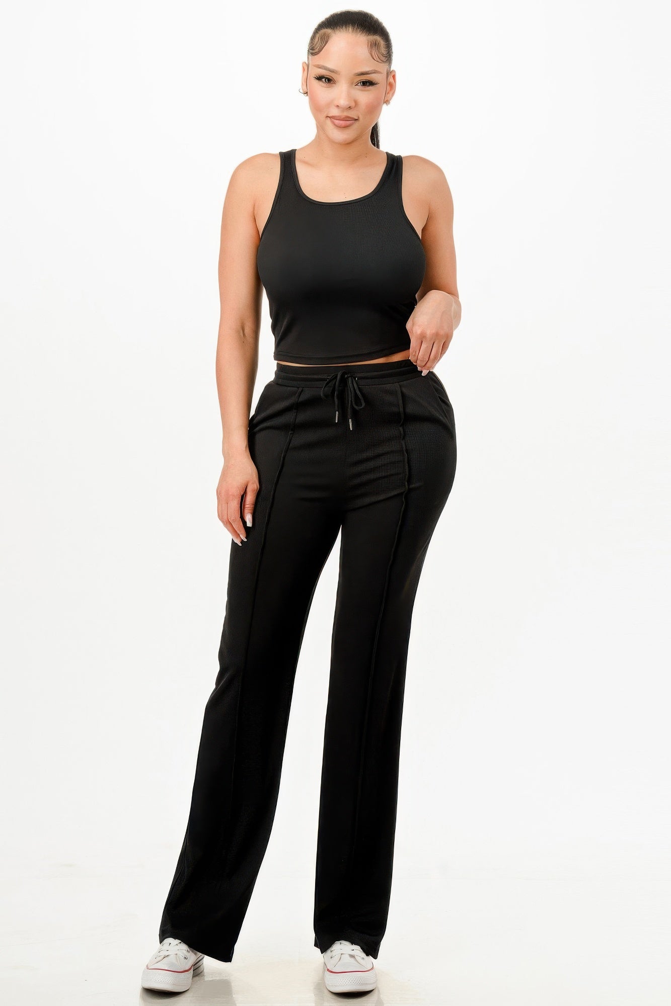 Conjunto de Top de Tirantes Acanalado y Pantalones