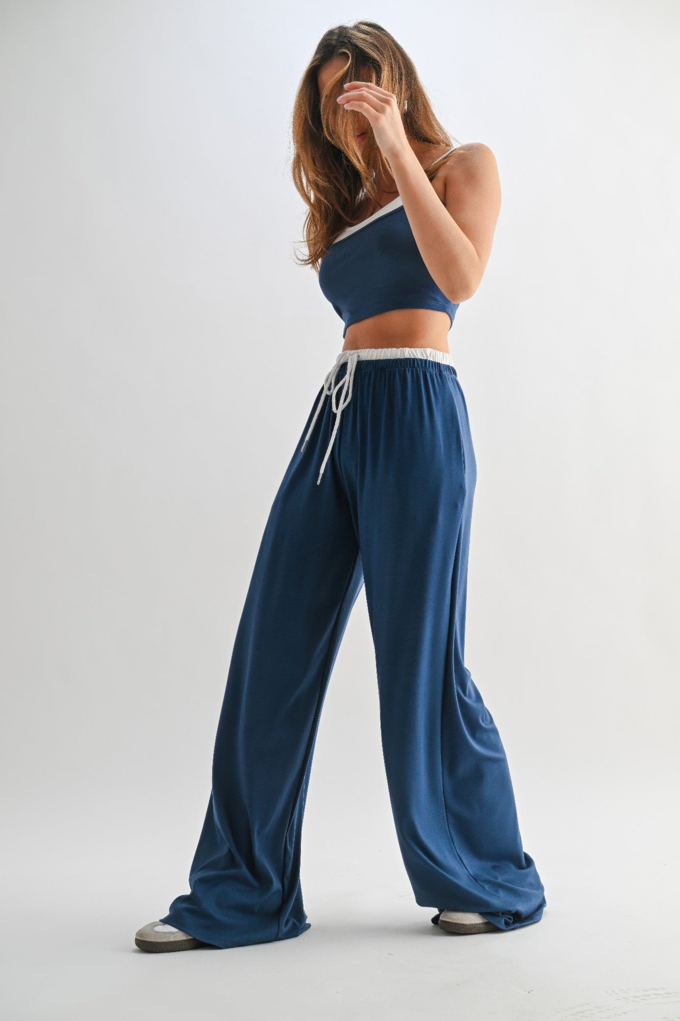 Ensemble de Pantalons de Détente à Cordon et Haut Court