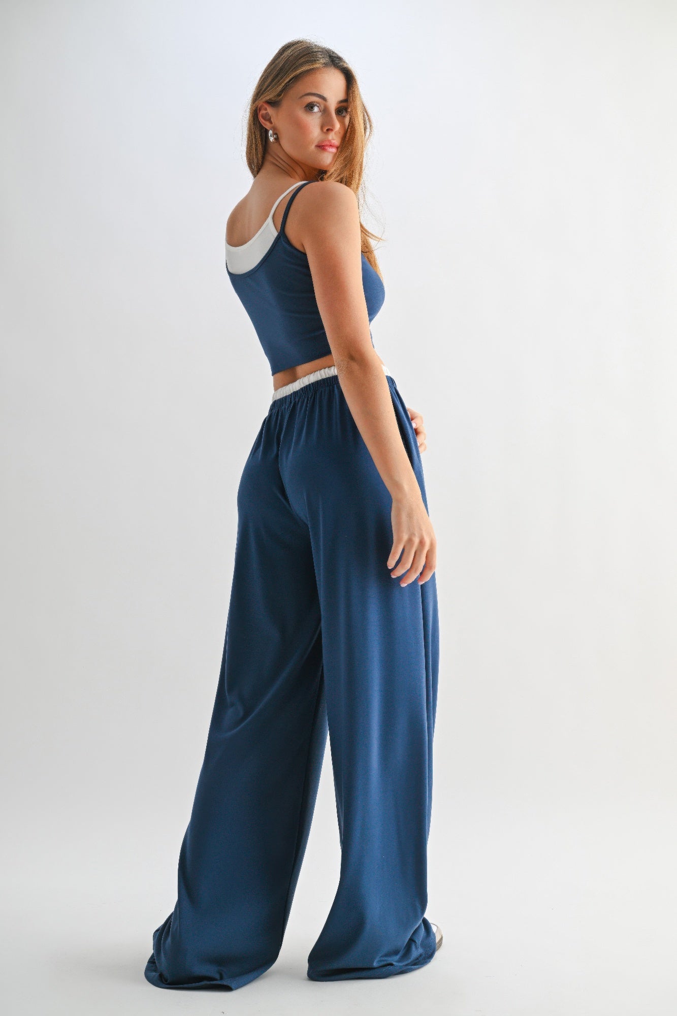 Ensemble de Pantalons de Détente à Cordon et Haut Court